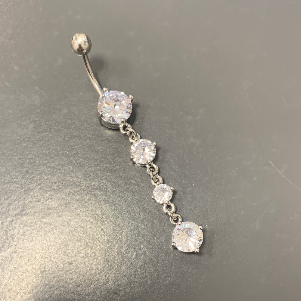 Elegant Silver Dangle Belly Ring - image 1